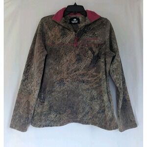 Mossy Oak Brush Pullover Women's Sz ( S 4-6) 1/4 Zip Sweater Hunting Pockets